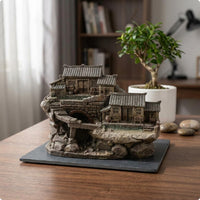 Resin Landscape Ornament Chinese-Style Home Accent Antique Finish