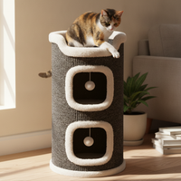 Multi-Layer Vertical Cat Tree with Scratching Board and Cozy Hideaway