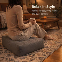Tufted Floor Cushion, Large Seat Cushion, Living Room Pouffe Cushion, Japanese Floor Pillow, Meditat - Image 10
