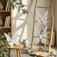 Lace Butterfly Ornament Wedding Transparent Butterfly Prop Decorative for Hotel