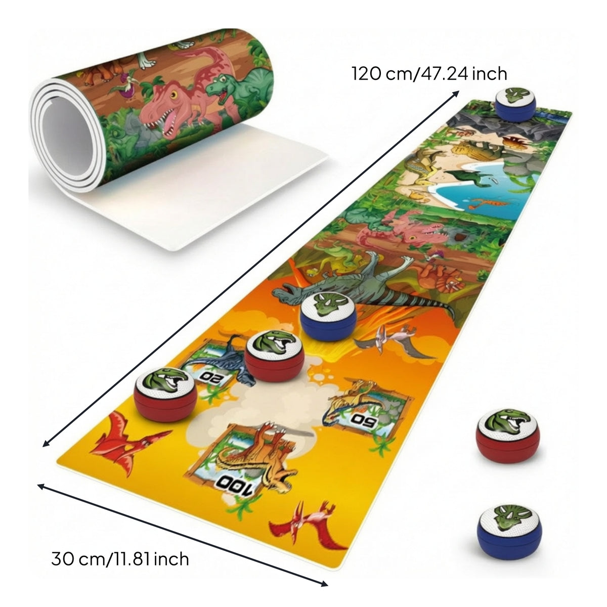 Sliding Puck Game Dinosaur-Themed Tabletop Game with Pucks Compact for Kids, Playroom