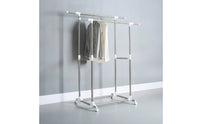 Adjustable Clothes Rack with Wheels Freestanding Double Rod Clothes Rack Long-Lasting Furniture Heavy Duty for Indoor