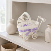 Carriage-styleStyle Woven Basket Plastic Rattan-Like Stroller Shaped Basket