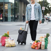 Folding Trolley Bag Wheeled Portable Shopping Trolley Reinforced Baseboard