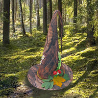 Witch Hat with Foliage & Woodgrain-Pattern Woodland Witch Hat Halloween Costume Accessory for Cosplayers, Photo Shoots