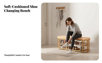 Upholstered Entryway Stool Light Luxury and Aesthetic Upholstered Shoe Rack Bench Padded Seat Multi-Functional for Fitting Room