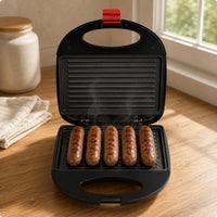 Black Electric Sandwich Appliance Hinged Countertop Sandwich Appliance Oval Handles Small Appliance Two Plates