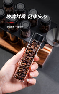 咖啡豆密封罐展示架透明储存罐试管架单向排气阀收纳瓶闻香瓶