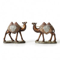 2 Pieces Camel Figurine with Base Sculpted Camel Ornament Retro for Living Room