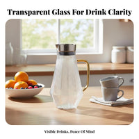 Easy to Clean Glass Water Jug Safe Large Capacity Juice Pitcher Anti-Leak-Proof Spout for Homeowners, Families, Home, Refrigerator