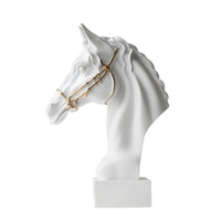 Horse Head Sculpture Minimalist Sculpture with Pedestal Realistic for Bookshelf