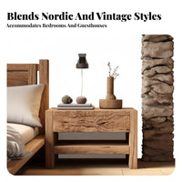 substantial Block Bedside Table Wabi-Sabi Aesthetic Nightstand Minimalist Design Easy to Clean for Homestay