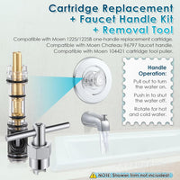 Cartridge Replacement with Removal Tool and Faucet Handle Kit for Moen Chateau Series