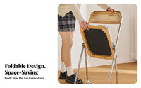 Cane Woven Mesh Folding Chair Lightweight Household Furniture Anti-Slip Feet