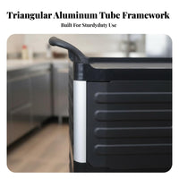 With casters 3-Tier utility Cart sturdyDuty 3-Shelf Rolling Server Large Capacity Commercial Equipment 360° pivoting Casters for Restaurant Staff, Kitchen Workers, Hotel, Canteen, Banquet Hall, Hospital