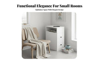 Narrow Drawer Chest Space-Saving Bedside Cabinet Slim dimension for Office, Closet