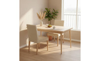 Cream Design White Rectangular Dining Table Solid Wood Legs Home Furniture Easy to Clean for Rental House