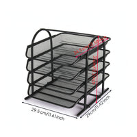 File Tray Rack Four-Tier Desk File Organizer Open-Wire for Study Room, Students