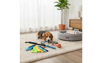 Extendable Dog Teasing Wand with Rope Toys Portable Retractable Flirt Pole with Tassels Lightweight Teaser Wand with Rope Sturdy for Young Dogs