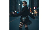 Steampunk Waist Bag with Chains Adjustable Gothic Belt Bag with Metal Rings Small Fanny Pack for Cosplayers, Festival Goers, Festivals, Concerts