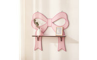 Wall Shelf with Bow Charming Wooden Shelf with Bow Pink Furniture for Girls, Teens, Nursery, Bedroom, Dressing Room