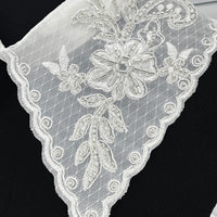 Mesh Beaded Embroidered Fake Collar with Lace Flowers