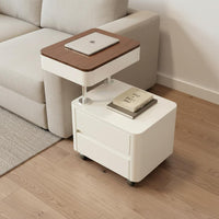 Height-Adjustable C-Table with Drawers Space-Saving Design Adjustable Curved Designd Table Multi-Functional Wheeled Storage Cabinet for Living Room