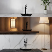 Boatman Figurine Minimalist Paddleboat Figure Statue Sculptural for Desk