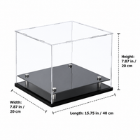 Acrylic Display Case, Clear Display Box with Black Base, 40x20cm Dustproof for Model Car, Collectible & Memorabilia