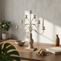 Candelabra with Wooden Base Freestanding Tabletop Candelabra Sculptural Taper Candle Holder for Event Planners, Dining Table, Wedding