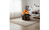 Outdoor Inflatable Ghost with Pumpkin Cart Quick-Inflate Inflatable Ghost with Pumpkin Lighted Halloween Decoration with LEDs Self-Inflating for Lawn, Garden