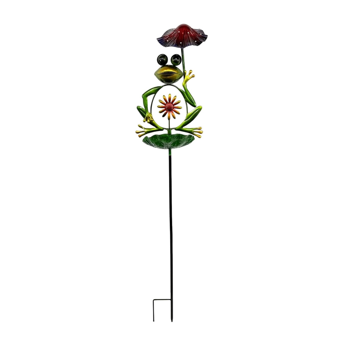 Frog Stake with Leaf Basin Whimsical Frog Garden Stake Painted Yard Art for Gardeners, Patio, Pond