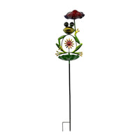 Frog Stake with Leaf Basin Whimsical Frog Garden Stake Painted Yard Art for Gardeners, Patio, Pond