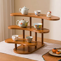 Three-Tier Display Stand Curved Stepped Display Riser Space-Saving for Vanity
