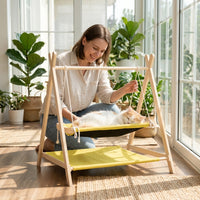 Swing Bed 2-Layer Hanging Cat Bed with Tassels, Indoor Toy and Hanging Bed for Relaxation, Universal Size Cat Swing Playground for Self-Play