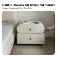 Drawer Nightstand Modern Aesthetic Rotating 2-Drawer End Table for Bedroom
