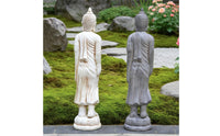Antique-Style Standing Buddha Statue Textured Buddha Statue with Lotus Pedestal Tall Standing Resin Figurine Sculptural for Buddhists, Practitioners, Meditation Corner, Tea Room, Courtyard, Temple
