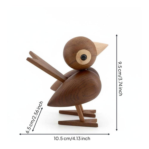 Wooden Sparrow Figurine Gift Sparrow Desk Ornament Compact Wooden Avian Figure Statue for Kids