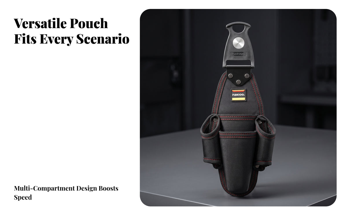 Rigid-Exterior Waist Tool Pouch With | 1680D Nylon, Reinforced Structured Body, Belt Tool Pouch with Pockets, for worksite