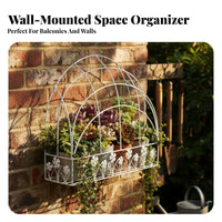 Semi-Circle vertical Planter long-lasting Plant Holder Ornate Scrollwork for Gardeners