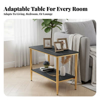 2-Tier End Table Sintered Stone Top levelTier Side Table Space-Saving Size Sturdy Construction for Apartment Dwellers