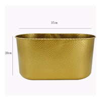 Modern Minimalist Rectangular Metal Flower Pot Luxury Feel Hammered Metal Planter Multi-Purpose Oblong Decorative Vase for Florists, Home Decorators, Living Room, Tabletop, Wedding, Office