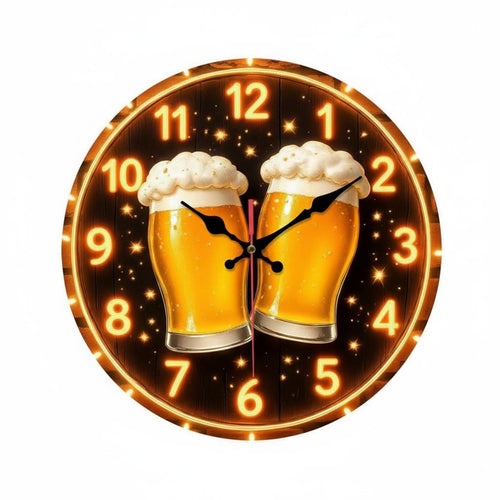 Beer Mug Wall Clock Silent Movement Beer Themed Clock Easy to Hang for Game Room