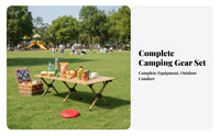 Roll-Top Table with Folding Chairs Foldable Camping Dining Set space-saving Storage