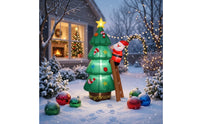 Quiet Inflatable Tree with Climbing Santa Easy to Inflate Christmas Tree with Santa Outdoor Yard Decoration Festive for Families, Lawn, Porch