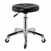 Chrome Base Round Adjustable Height Stool Swivel Bar Stool Drafting Chair for Kitchen, Workshop