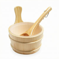Sauna Water Pail Reinforced Banding Wooden Wood Sauna Set Round