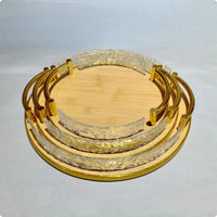 3 Pieces Bamboo Serving Tray Decorative Double-Handle Tray Stackable Home Decor Item