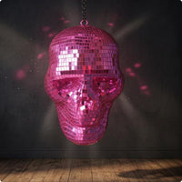 Skull Disco Ball Glittering Skeleton Head Decor Retro Glam