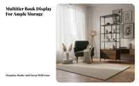 Nordic Design Multi-Tier Shelving Unit with Cabinet Floor-Standing Tall Shelving Unit with Cabinets Sturdy Construction bookshelf Space-Saving for Book Lovers, Collectors, Homeowners, Living Room, Study, Bedroom